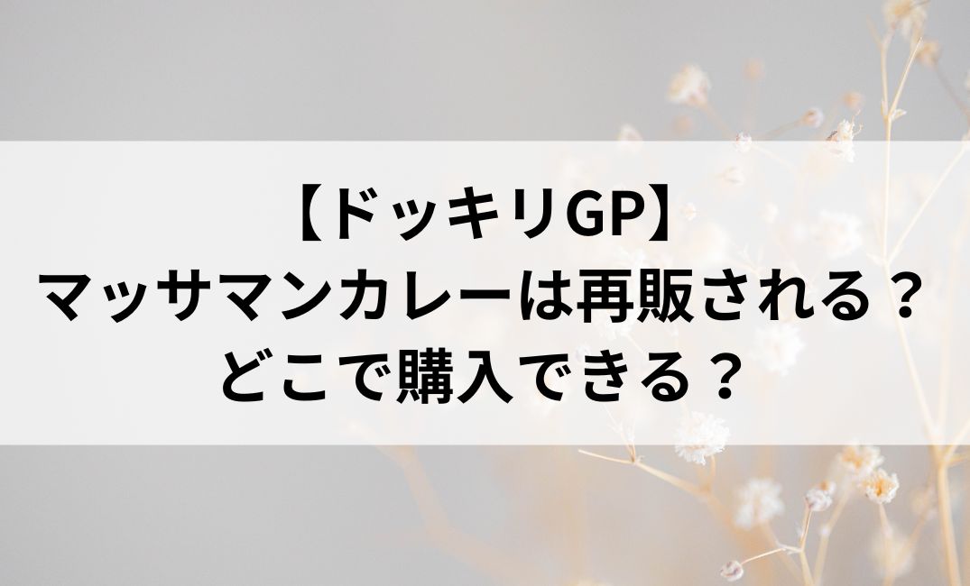 【ドッキリGP】 マッサマンカレーは再販される？ どこで購入できる？